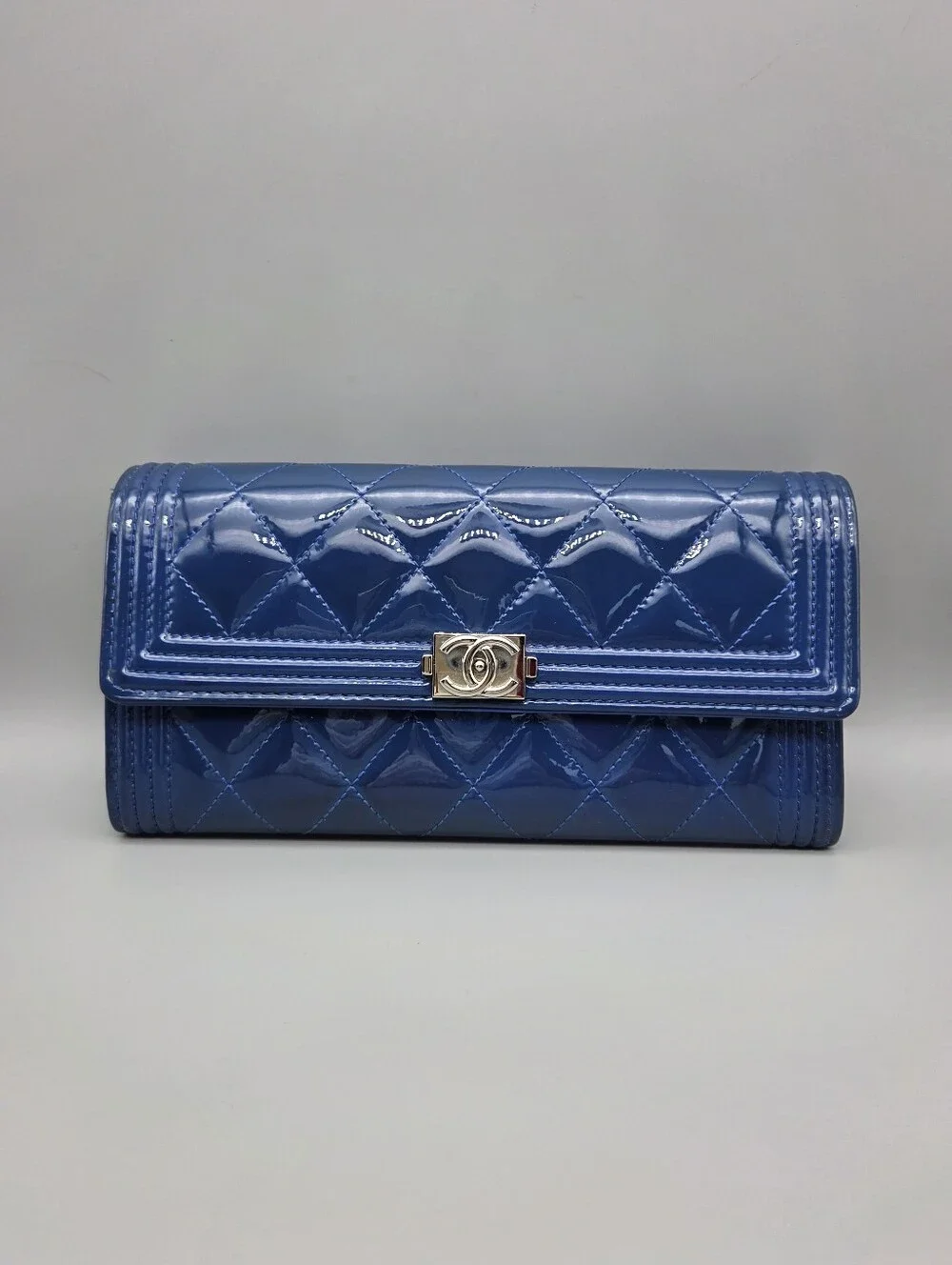 💙CHANEL Authentic Boy Blue Quilted Clutch/Wallet💙